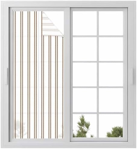 Window Privacy Film Frosted, Oatmeal Striped Vintage Static Cling Door Window Covering, Light Brown Farmhouse Rustic Lines UV Blocking Windows Film for Office, Hotel, Bedroom, 29.5 x 78.7 Inches by Unknown
