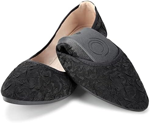 KUNWFNIX Women Ballet Flats Rhinestone Wedding Ballerina Shoes Foldable Sparkly Comfort Slip on Flat Shoes by KUNWFNIX