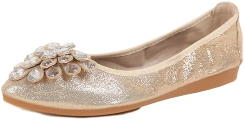 Flats Shoes for Women Rhinestone Wedding Ballerina Shoes Foldable Sparkly Comfort Slip on Flat Dressy Flats - Image 3