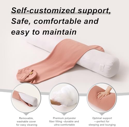 Body Pillow for Adults,Long Round Pillow,Big Cylindrical Pillow,Large Full Bolster Pillows for Side Sleepers (Blush Pink, 39.37"*7.87") - Image 4