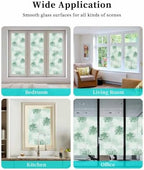 Window Privacy Film Frosted, Mint Green Palm Trees Tropical Static Cling Door Window Covering, Summer Beach Botanical UV Blocking Windows Film for Office, Hotel, Bedroom, 29.5 x 78.7 Inches - Image 7