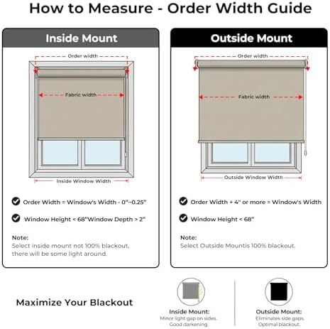 NUTRO CHILL Blackout Roller Shades for Windows 31" W x 68" L Light Grey - Image 2