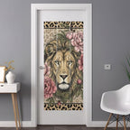Window Privacy Film Frosted, Lion Print Non-Adhesive Static Cling Window Tint, Vintage Peony Flower Chic Wild Animals Texture Insulated Windows Frosted Films for Living Room, 35.4 x 78.7 Inches - Image 3