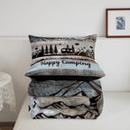 Erosebridal Rustic Camping Full Comforter Set Rv Camper Bedding Set Country Farmhouse Wooden Board Comforter for Kids Boys Girls Mountain Pine Trees Quilt Duvet Blue Grey - Image 7