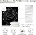 Black Rose Sherpa Blanket Romantic Gift Throw Blanket for Women Soft Warm Cozy 50x60 Inches Dark Aesthetic Floral Design Bedroom Couch Decor Gift for Birthday Anniversary Housewarming - Image 7