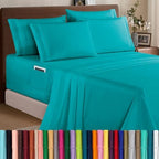 Elegant Comfort 1500 Premium Quality 6-Piece Bed Sheet Set - 18-24 Inch Extra Deep Pocket, Smart Storage Pockets, Wrinkle Free Ultra Soft 6PC Extra Deep Pocket Sheets, King, Turquoise by ELEGANTCOMFORT