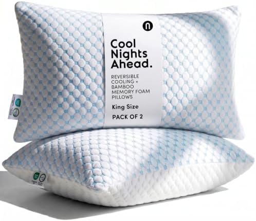 Nestl Cooling Memory Foam Pillow, King, 2-Pack by Nestl