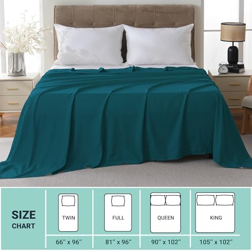 ZPECC Full Flat Sheets Only Teal 6 Pack, Color-Coded Hem Threads - Image 5
