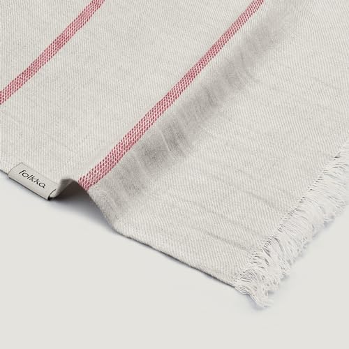 Eden 100% Linen Blanket – Premium European Woven Throw – Extra Large 45x78 in – Multi-Purpose Beach Towel, Sofa Throw, Summer Blanket – Lightweight, Softened, Striped – Made in Europe (Ecru/Brown) - Image 4