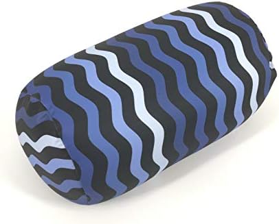 Bookishbunny 2pcs Micro Bead Microbead Roll Pillow Cushion for Bed Back Neck Head Body Support, 13" x 7", Various Designs (Navy+NavyStripe) - Image 3