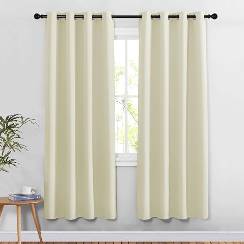 NICETOWN Room Darkening Beige Curtains for Doorway 78" L, Grommet Light Blocking Window Treatments Blackout Privacy Drapes for Living Room/Kids Room, 2 Panels, W52 x L78 by NICETOWN