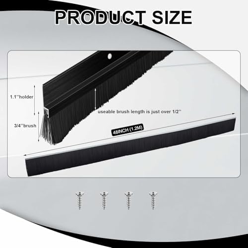 Door Sweep Brush Aluminum, 1 x 36 Inch, Black, 8 Set - Image 2