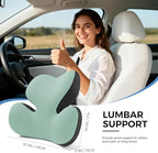BEBAS Ergonomic Memory Foam Lumbar Support Pillow for Car, Green - Image 2
