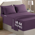 Elegant Comfort Luxury Soft 4-Piece 1500 Premium Hotel Quality Bed Sheet Set with Extra Deep Pockets 18-24 Inch, Wrinkle Free, Storage Pockets, Extra Deep Pocket 4PC Sheets, Twin XL, Purple - Image 2