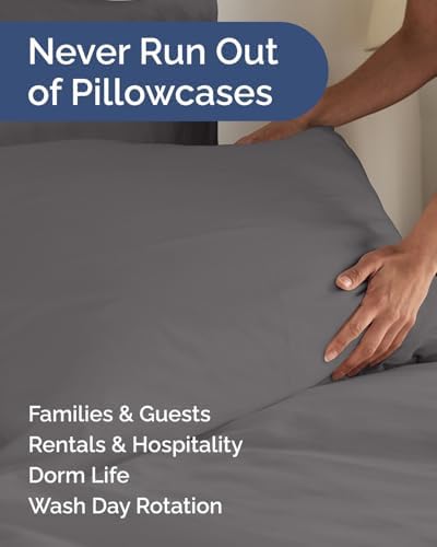 Standard Pillow Cases - 6 Pack Pillowcase Covers - 20" x 26" (Dark Grey) - Image 5