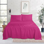 Mocassi Cal King Size 4-Piece Bed Sheet Set - 1800 Premium Hotel Quality Microfiber 18-24 Inches Extra Deep Pocket Fitted Sheet- Luxury Soft, Breathable, Wrinkle, and Fade Resistant, Hot Pink - Image 2