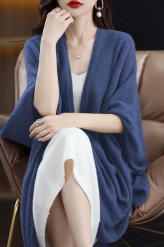 Women's Shawl Wrap Plus Size Cardigan 100% Merino Wool Poncho Cape Fall Winter Open Sweater Coat - Image 3