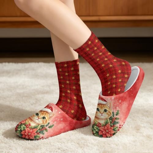 House Slipper and Socks Set for Women Warm Comfy Fuzzy Slipper with Crew Socks Plush Fuzzy Slippers for Indoor - Image 2