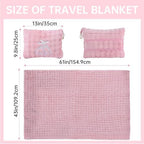Travel Blanket and Pillow-2-in-1, Ultra-Soft&Compact, Airplane Blanket with Hand Luggage Belt and Backpack Clip,Travelers Accessories Gifts, 61x43 Inches(Pink - Image 2