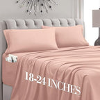 Mocassi King Size 4-Piece Bed Sheet Set - 1800 Premium Hotel Quality Microfiber 18-24 Inches Extra Deep Pocket Fitted Sheet- Luxury Soft, Breathable, Wrinkle, and Fade Resistant, Blush Pink by MocassiLuxuryBedding