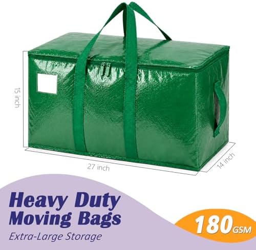 Songrey Extra Large Heavy Duty Moving Bags, 4 Pack, Dark Green - Image 2