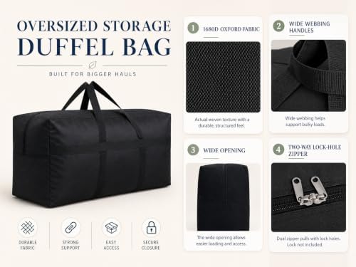 YiKitHom Extra Large Storage Duffle Bag for Travel, Orange Oversized Giant Big Traveling Duffle Bag - Image 4
