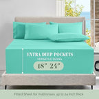 Elegant Comfort Luxury Soft 6-Piece 1500 Premium Hotel Quality Bed Sheet Set with Extra Deep Pockets 18-24 Inch, Wrinkle Free, Storage Pockets, Extra Deep Pocket 6PC Sheets, Full, Paradise Teal - Image 4