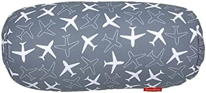 Bookishbunny 2pcs Micro Bead Microbead Roll Pillow Cushion for Bed Back Neck Head Body Support, 13" x 7", Various Designs (SmallPlaneNavy+Gray) - Image 2