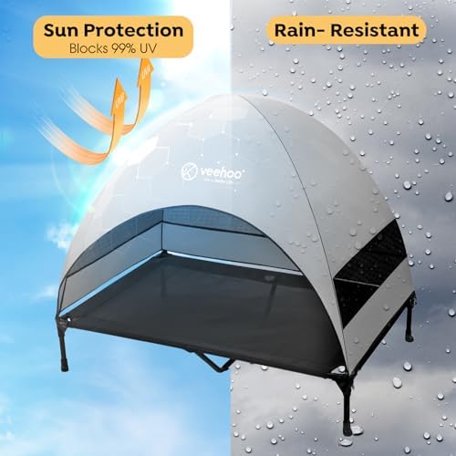 Veehoo Outdoor Dog Bed with Canopy, Cooling Elevated Dog Shade for Outside - Image 2