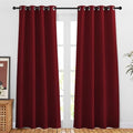 NICETOWN Blackout Doorway Curtains 80 inches Long 2 Panels Set, Grommet Thermal Window Treatments Light & Sound Blocking Drapes for Living Room, Burgundy Red, W46 x L80 by NICETOWN