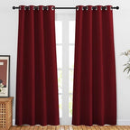 NICETOWN Blackout Doorway Curtains 80 inches Long 2 Panels Set, Grommet Thermal Window Treatments Light & Sound Blocking Drapes for Living Room, Burgundy Red, W46 x L80 by NICETOWN