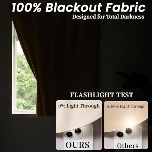 AJAZZ Self Adhesive Curtains 100% Blackout Shades Window Cover Sticky Curtain Portable Easy Open Black Out Curtains for Bedroom Living Room No Drilling (Beige, 59" W x 96" L 1 Panel) - Image 3