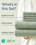 Cal King 6 Piece Bed Sheet Set - Breathable & Cooling Sheets - Eucalyptus - Image 2