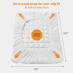 MATBEBY Queen Size Mattress Pad - Cooling Breathable Mattress Topper, Quilted Fitted Mattress Protector, Pillow Top Mattress Cover with 8-21" Deep Pocket, Soft, Machine Washable, White, 60x80 Inches - Image 5