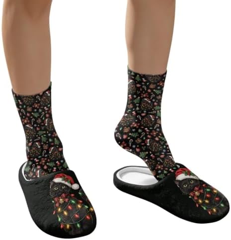 Jeiento Fuzzy Slippers and Sock Set Women's Warm Cozy Memory Foam House Shoes Soft Slip-on Slides - Image 4