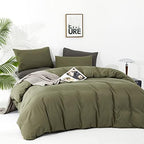 Luxlovery Green Comforter Set Full Army Green Bedding Comforter Set Olive Green Blanket Quilts Breathable Soft Minimalist Dark Green Comforters Set for Women Men Adults - Image 3