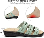 Women's Comfort Leather Slides Lightweight Flat Sandals Cute Slip On Casual Walking Slippers - Image 6