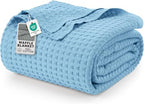 Utopia Bedding 100% Cotton Waffle Blanket Twin Size Sky Blue, 90x72 Inch by UTOPIABEDDING