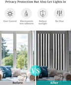 Window Privacy Film Frosted, Black Striped Reusable Static Cling Window Tints, Minimalist Vertical Stripes Heat Control Windows Films for Offices, Balcony, 29.5 x 118 Inches - Image 6
