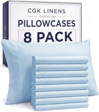 King Pillow Cases - 8 Pack Soft Pillowcase Covers - 20" x 40" (Sky Blue) by CGKUnlimited