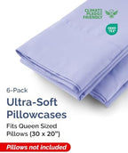 Queen Pillow Cases - 6 Pack Soft Pillowcase Covers - 20" x 30" (Lavender) - Image 2