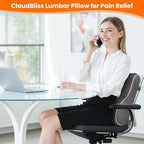 CloudBliss XL Lumbar Support Pillow, Memory Foam for Office Chair, Gray - Image 2