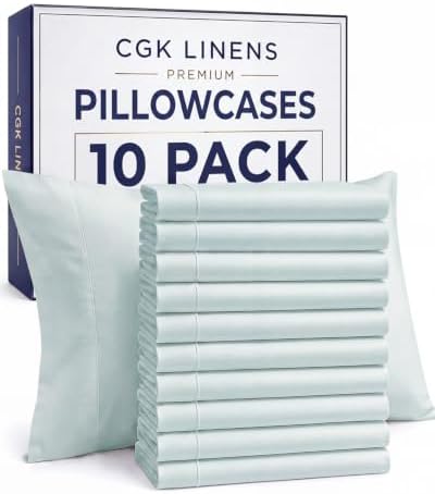 Queen Pillow Cases - 10 Pack Soft Pillowcase Covers - 20" x 30" (Ice Blue) by CGKUnlimited