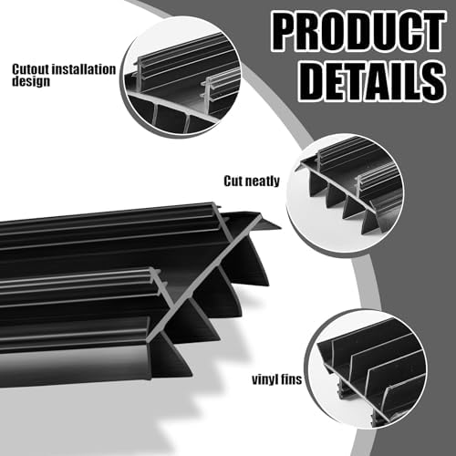 Pushglossy 1 Pcs Door Bottom Seal with Vinyl Fins Threshold Strip,Black - Image 3