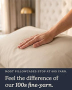 Beckham Hotel Collection Pillowcases King Size Set of 2, Cool Touch Cotton Sateen Fabric, 500TC, Silky Smooth & Soft, Open End, Sand - Image 7