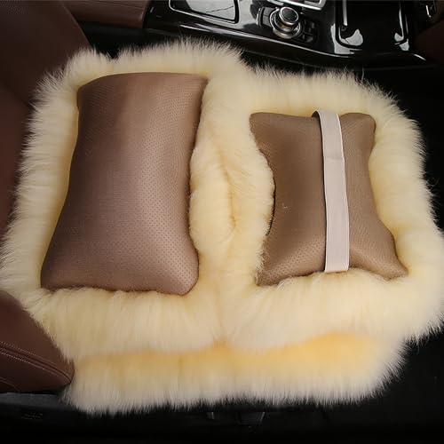 Fluffy Car Headrest Pillow Furry Long Wool Lumbar Auto Head Neck Support Pillow Cushion Natural Luxury Fur Warm Soft Comfort Winter - Image 7