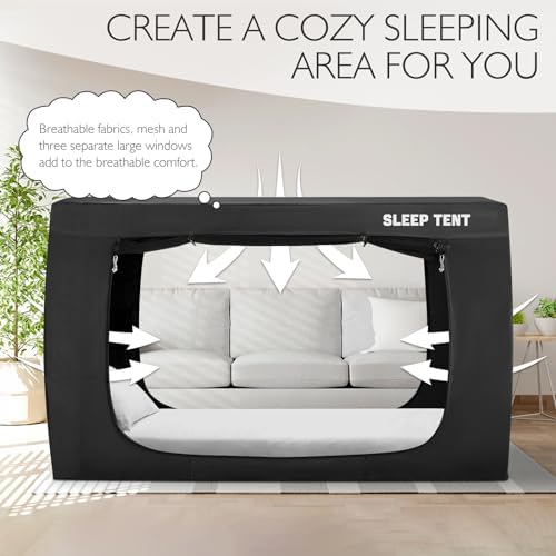 Queen Bed Tent Canopy for Kids and Adults with 93% Blackout Sleeping Tents - Image 4