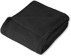 100% Fine Cotton Blanket Luxurious Weave Stylish Design Soft and Comfortable All Season Warmth, Full/Queen, Black (Pack of 6) - Image 2