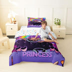 Erosebridal Black Girls Comforter Set Magical African American Toddler Bedding Set Rainbow Afro Pretty Girls Comforter Love Music Purple Girl Duvet Insert for Teens Kids Princess Cute Room Decor - Image 5