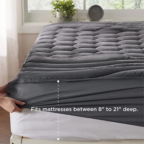 Bedsure Mattress Pad Full Size - Soft Mattress Cover Padded, Quilted Fitted Mattress Protector with 8-21" Deep Pocket, Breathable Fluffy Pillow Top, Grey, 54x75 Inches - Image 2